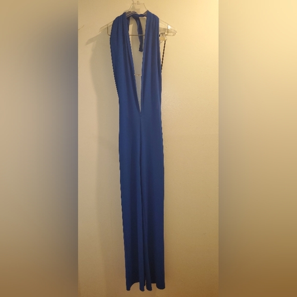 PW DESING SWomen Elegant Jumpsuit Neck Sleeveless Plunge Neck Wide Leg Long Pant